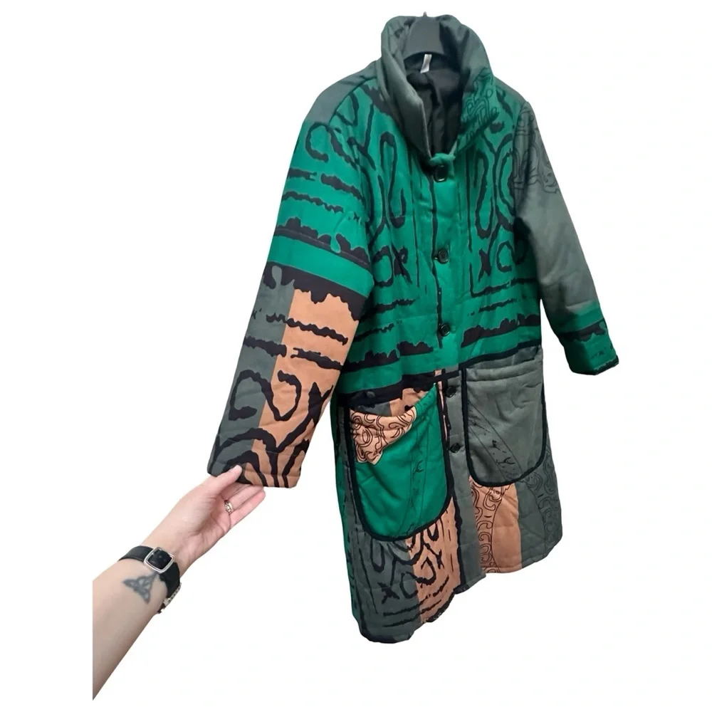 Artisan Patchwork Quilted Cotton Coat – Statement Piece - Picture 8 of 16